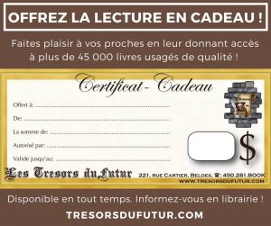 Certificat cadeau Librairie Les Trésors du Futur, livres usagés de qualité
